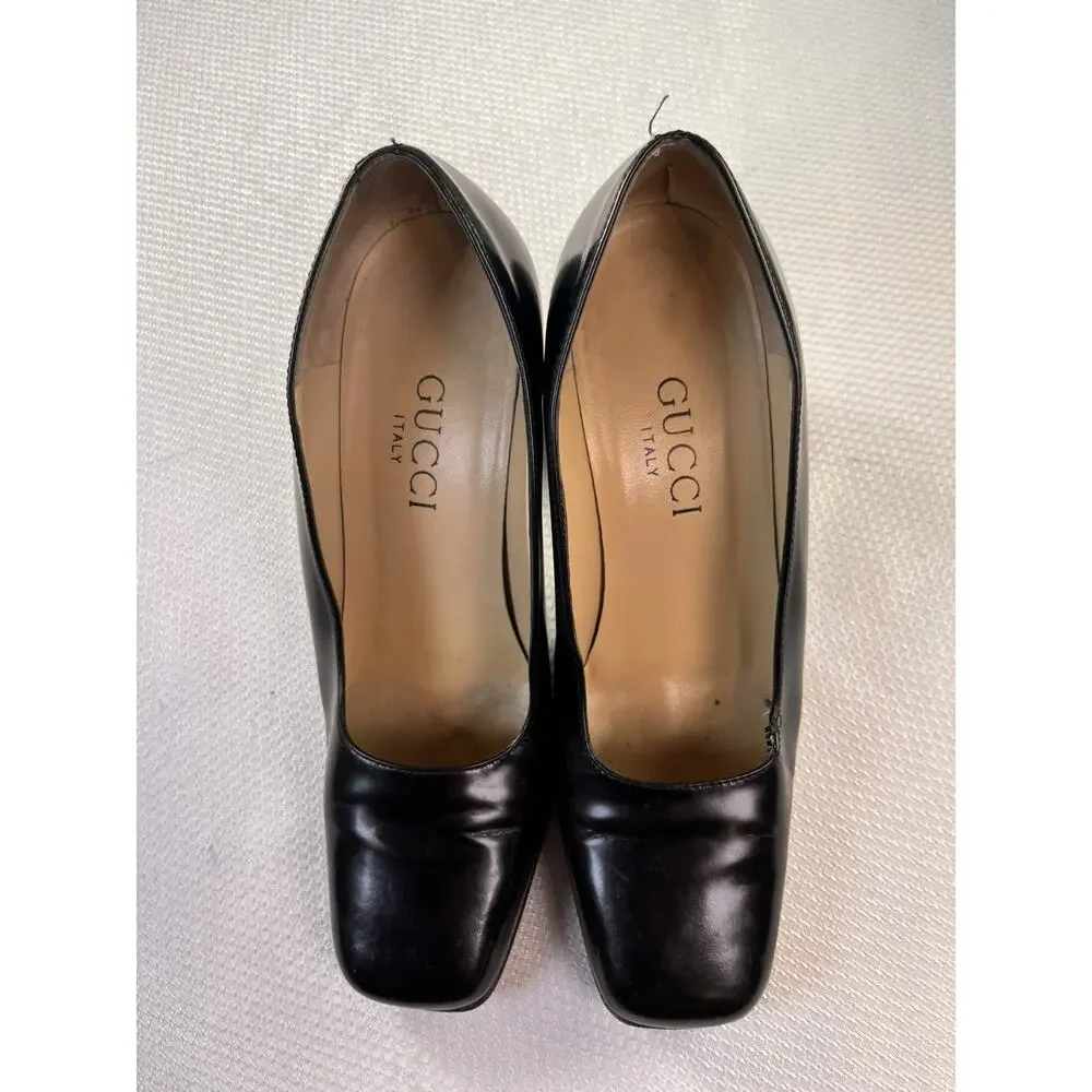 Gucci Size 4‎ Women's Square Toe Leather Pumps in Black - Picture 9 of 11
